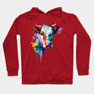 Funky cow watercolour art Hoodie